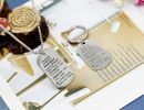 2Pcs Stainless Tag Necklace Military Keychain for Men Army Dog Tags Pendant Inspirational Words Beads Ball Chain Necklace Silver Tone